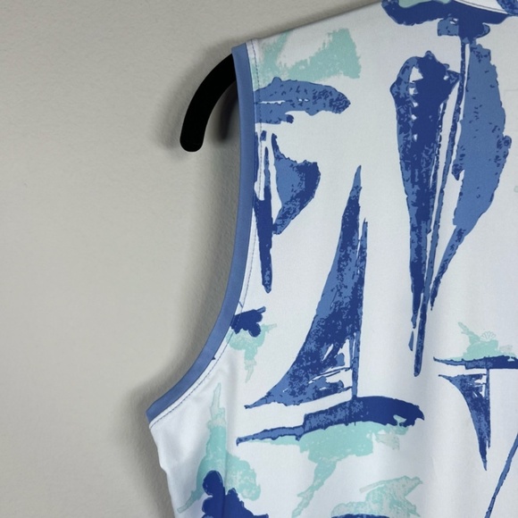 Ana Clare Active Women's Sleeveless Sailboat Dress White Blue Mini 1/4 Zip Large - Picture 9 of 9